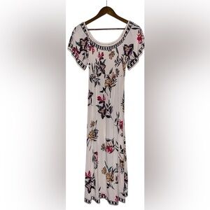 Jealous Tomato Dress M White Off The Shoulder Maxi Lined Floral Peasant Coquette